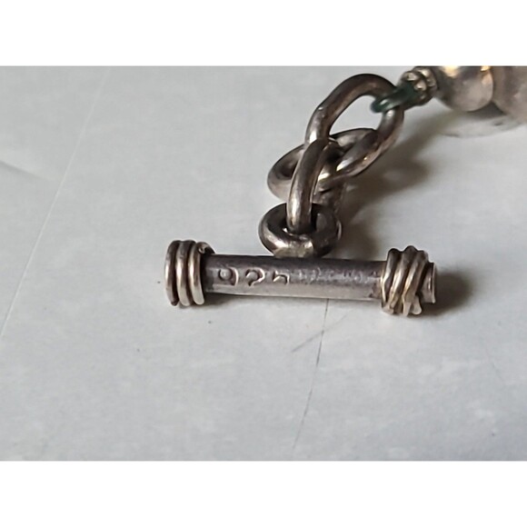 925 Sterling Silver & MOP Beaded Bracelet Vintage Toggle Closure - Picture 5 of 10